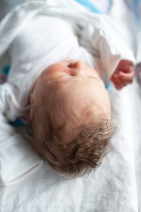 Newborn baby hair in hospital